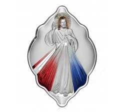 Icona Gesù Misericordioso in argento bilaminato
