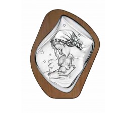 madonna con bambino pannello in legno con placca argento