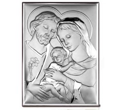quadro moderno sacra famiglia in argento bilaminato