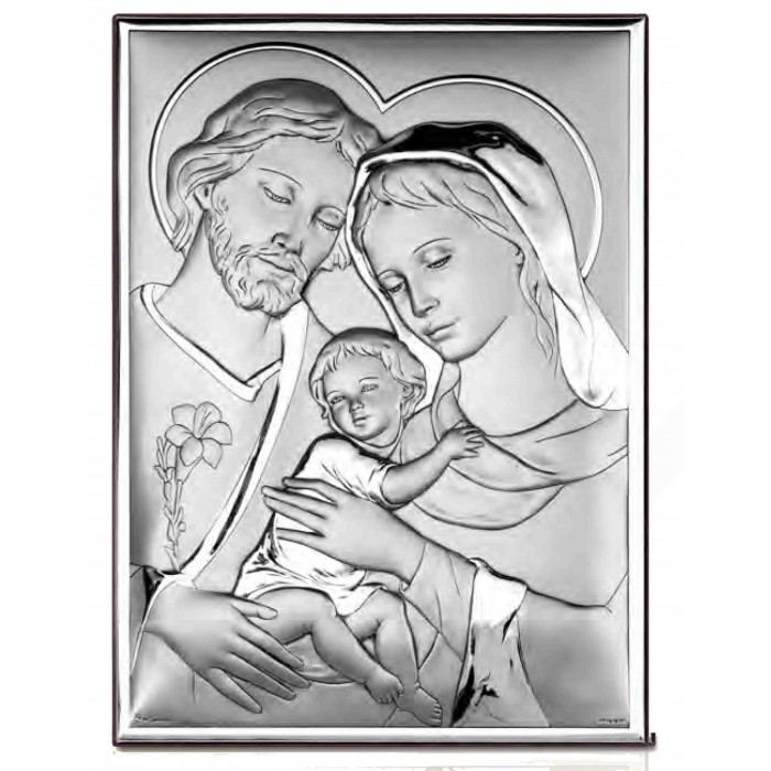 quadro moderno sacra famiglia in argento bilaminato