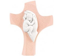 idea bomboniera battesimo croce rosa