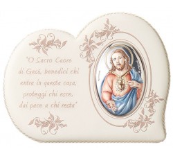 SOPRACULLA IN PELLE CON PLACCA ARGENTO SACRO CUORE DI GESU