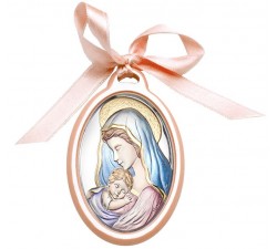 Sopraculla rosa madonna con bambino, idea regalo bimba