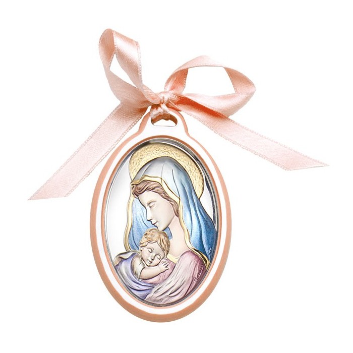 Sopraculla rosa madonna con bambino, idea regalo bimba