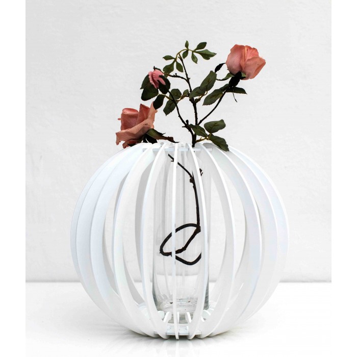vaso decorativo bianco in legno
