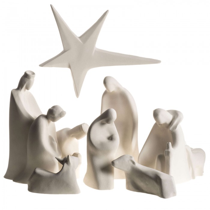 presepe completo con stella sette pezzi adorazione ceramiche centro ave