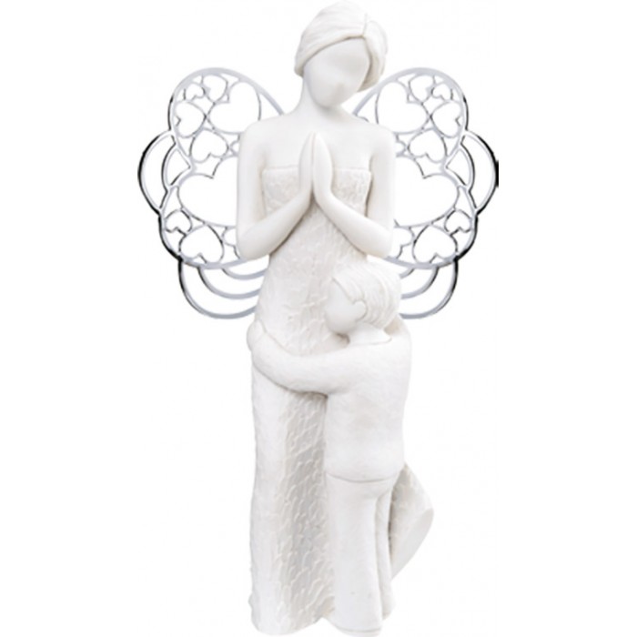statuina angelo custode con bimbo, soprammobile angeli