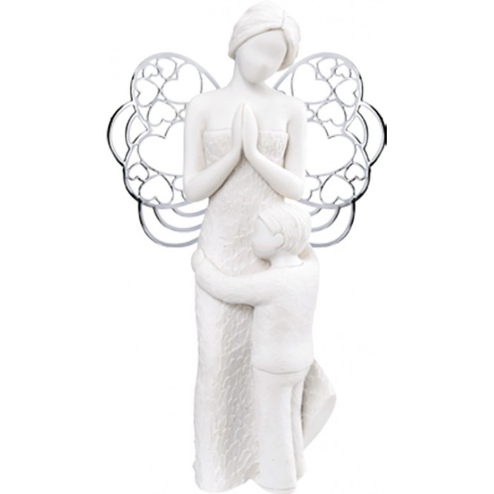 statuina angelo custode con bimbo, soprammobile angeli