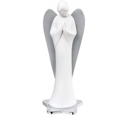 scultura angelo che prega con base finitura argento