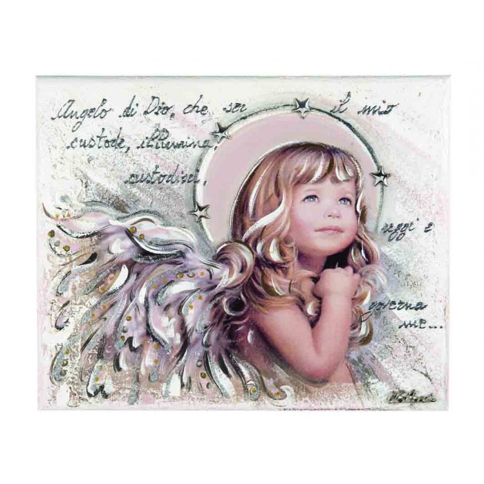 quadro pannello decorativo bimba con preghiera angelo di dio