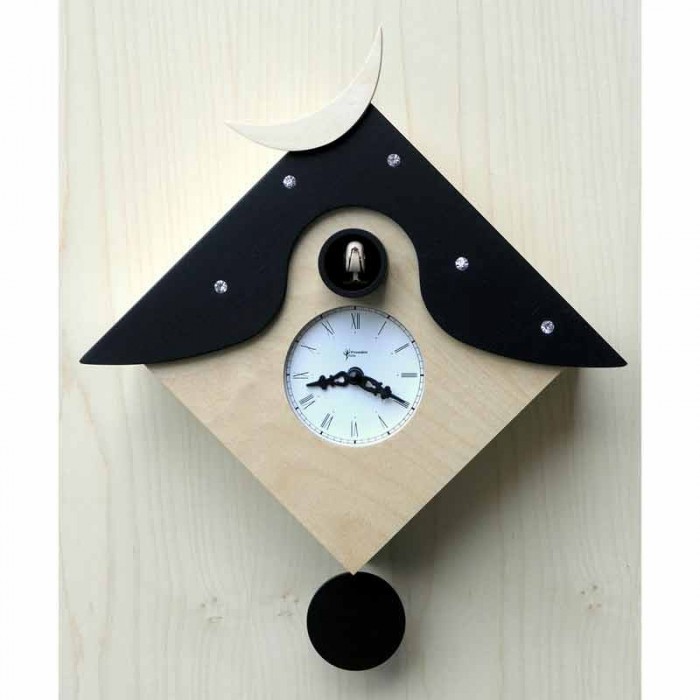 orologio a cucù otranto tetto nero con strass, pirondini design