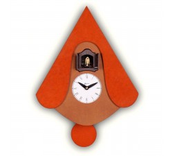 orologio a cucu con pendolo new w tetto arancio pirondini design