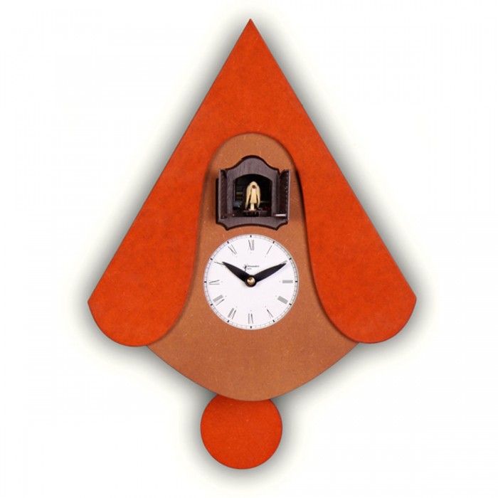 orologio a cucu con pendolo new w tetto arancio pirondini design
