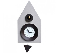 orologio da parete a cucù con pendolo dark alluminio argentato pirondini