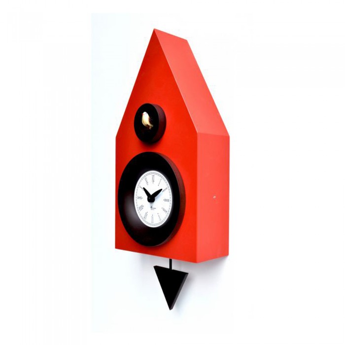 orologio da parete a cucù con pendolo dark rosso pirondini