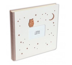 album portafoto in legno bianco naturale per bambini con gufetti in legno