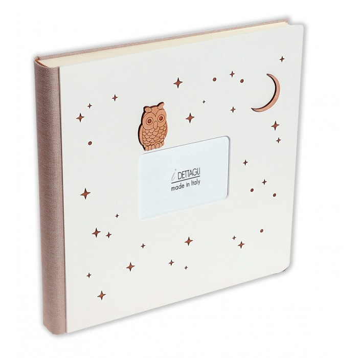album portafoto in legno bianco naturale per bambini con gufetti in legno
