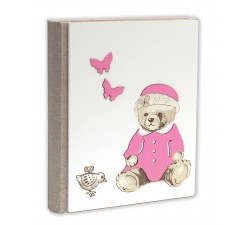 album portafoto bambini con orsetto in legno bianco