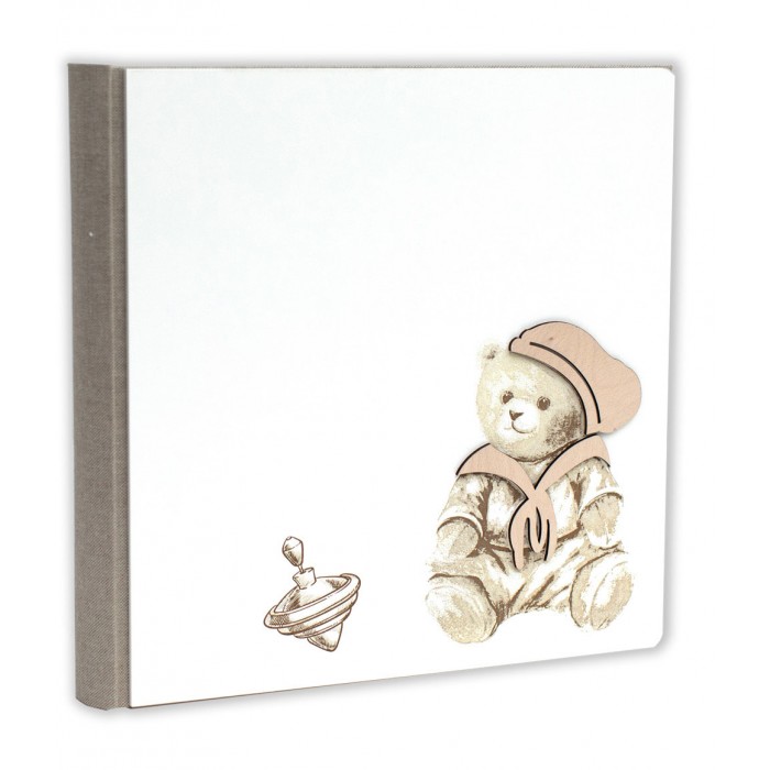 album portafoto con orsetto per bambini in legno naturale