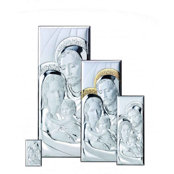 quadro icona sacra famiglia in argento