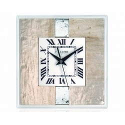 orologio da muro elegante in legno bianco e madreperla