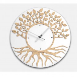 orologio da parete bianco con decorazione albero della vita