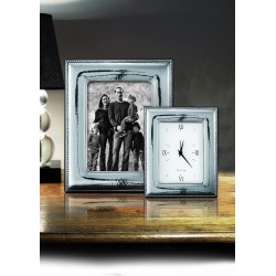 cornice portafoto in argento idea regalo con sveglia