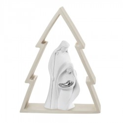 albero di natale con sacra famiglia nocciola
