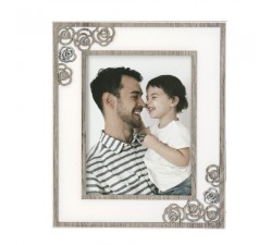 portafoto in legno bianco e rovere